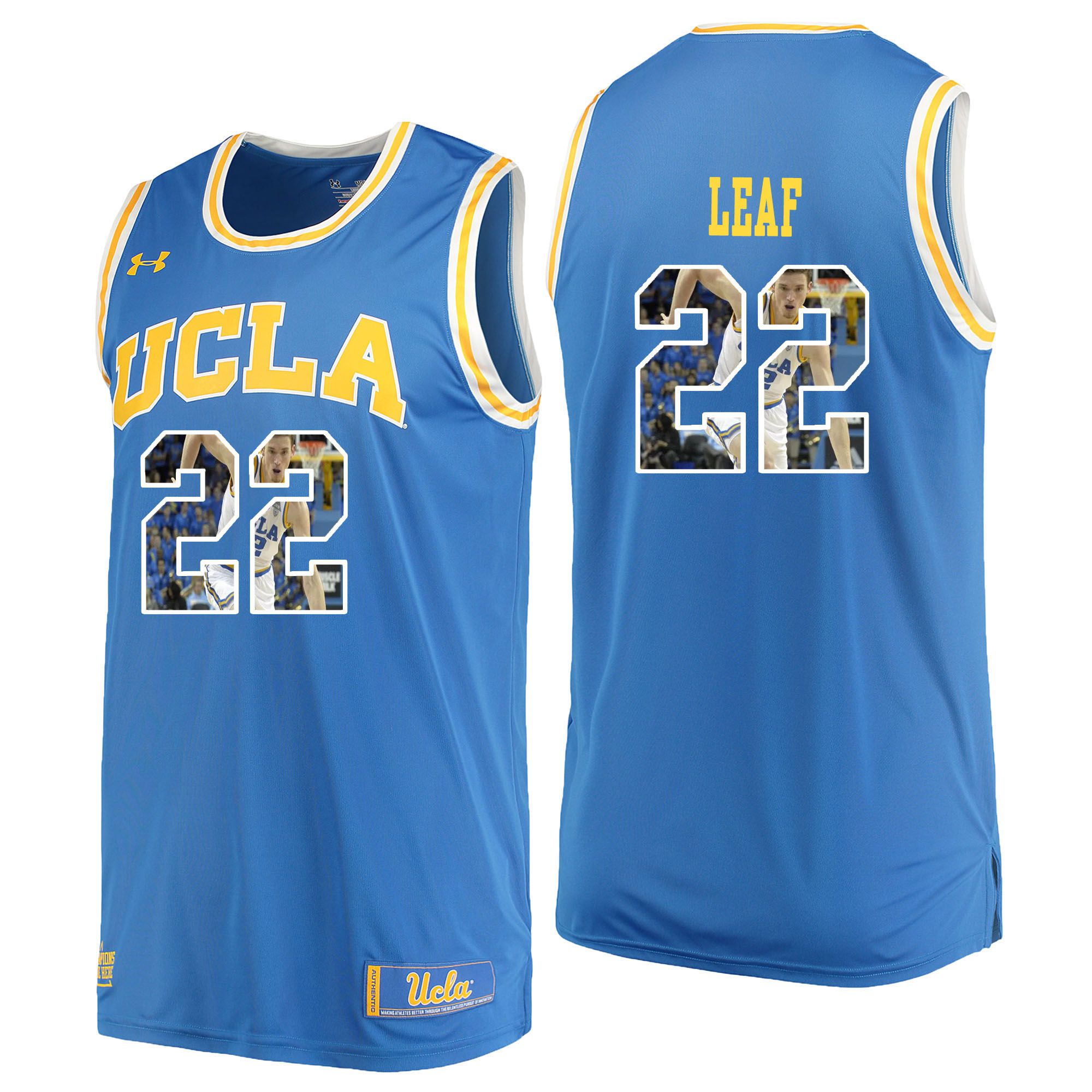 Men UCLA UA #22 Leaf Light Blue Fashion Edition Customized NCAA Jerseys